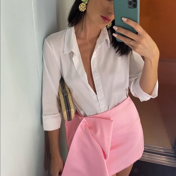 Zara Skirts Zara Pink Maxi Bow Pink Mini Skirt Limited Edition